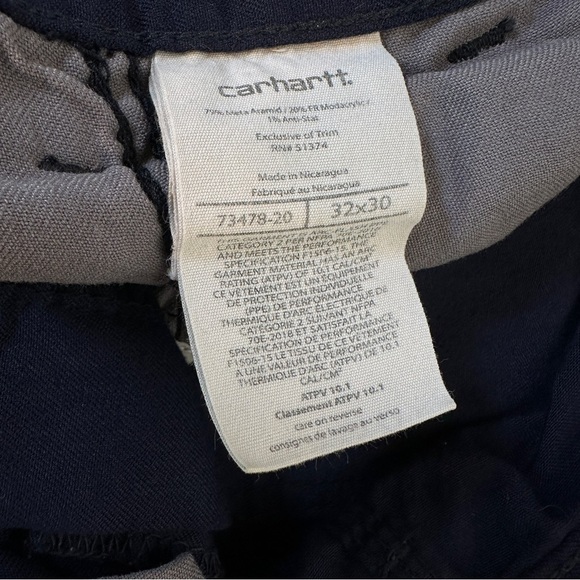 Carhartt FR Flame Resistant Work Pants Navy Utility Trousers Men’s 32x30 - Picture 7 of 7